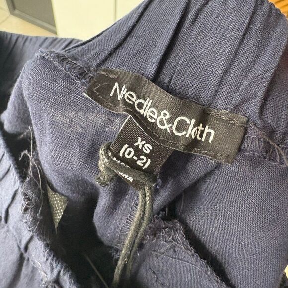 Needle & Cloth‎ Navy Linen Blend Button Down Shirt And Jogger Set Size XS - Picture 6 of 8